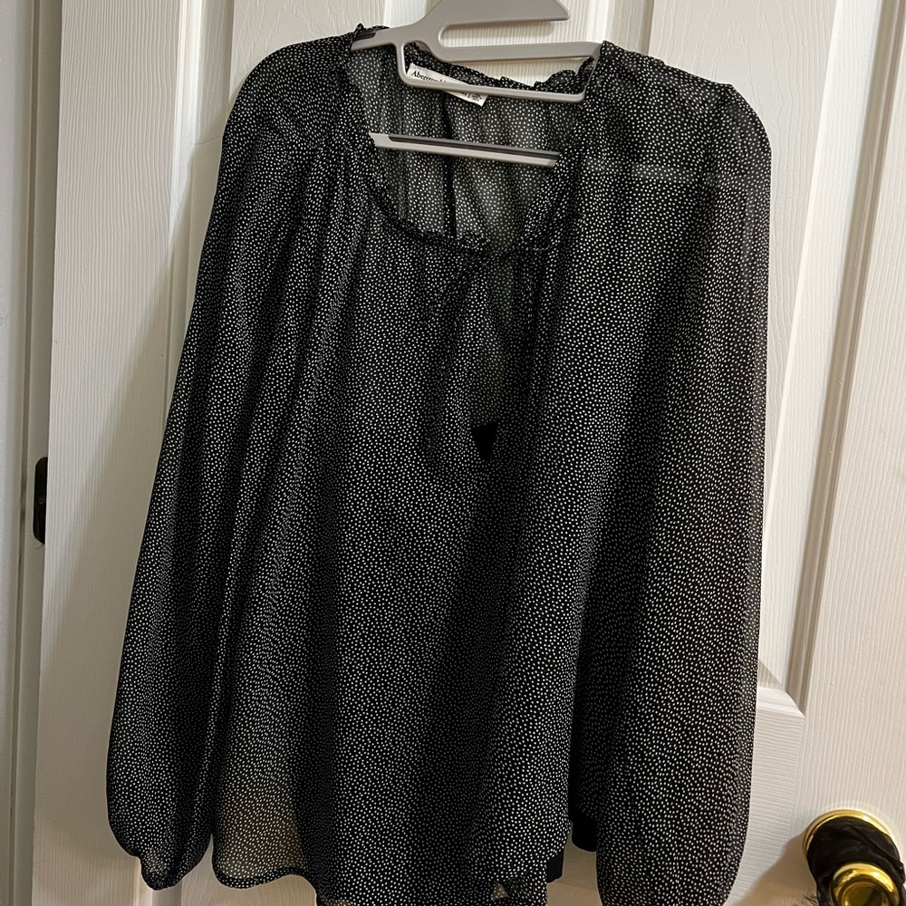 Abercrombie Polka Dot Black and White Blouse XL